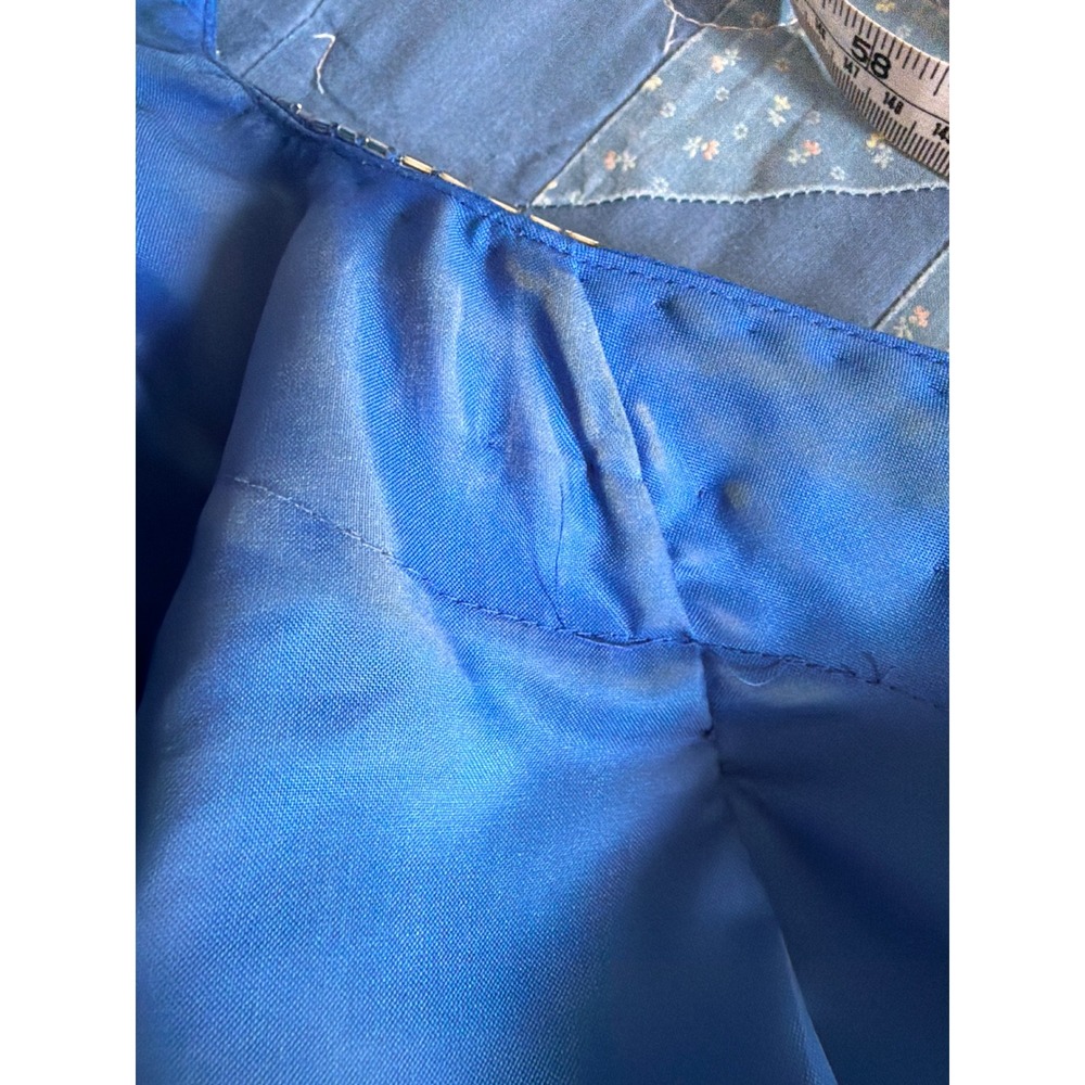Vintage 80s 90s Silk Beaded Gown Cobalt Blue Dynasty Formal Glam Western Dolly - Picture 7 of 13